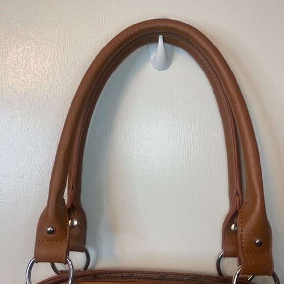 B Amici Amelia White Canvas & Tan Trimming Satchel Shoulder Bag - Picture 6 of 16